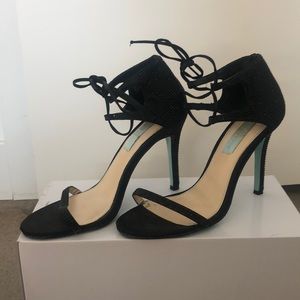 Betsy Johnson studded lace up stilettos